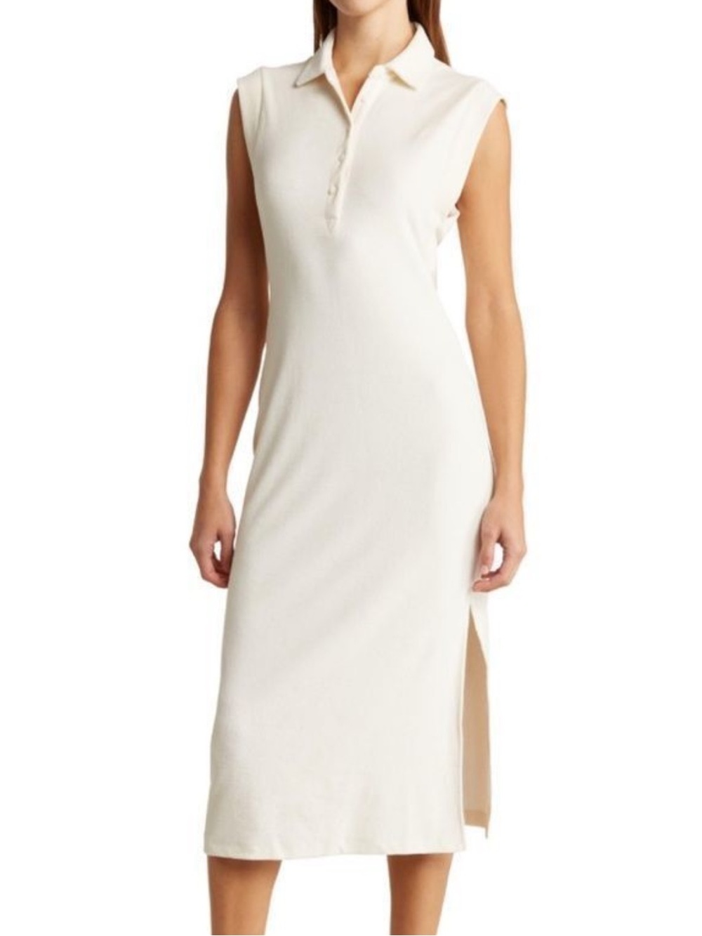 Rag & Bone Terrycloth Maxi Midi Sleeveless Dress in Off White Cream size XL